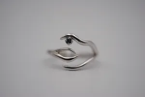 Branch Rhodium Roots Ring with Blue Zircon Gemstone