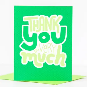 bright green thank you card, thanks so very much card