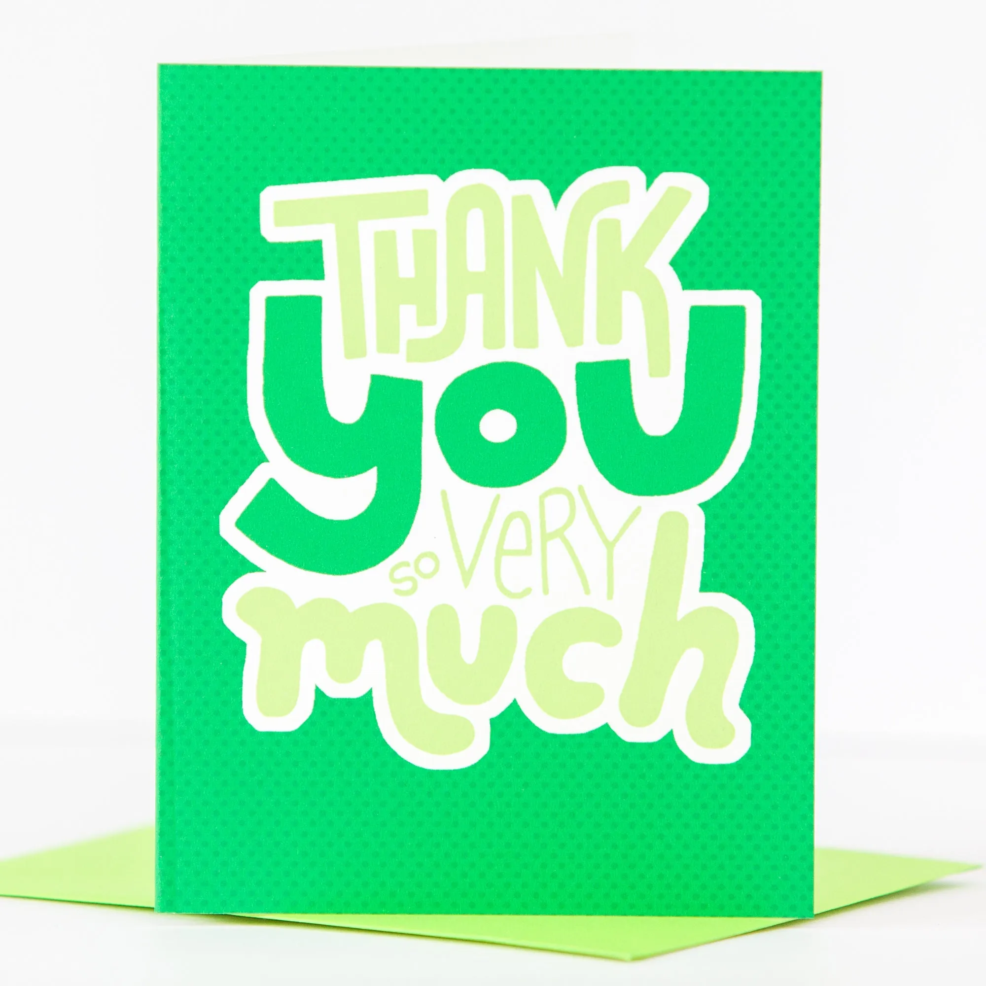 bright green thank you card, thanks so very much card