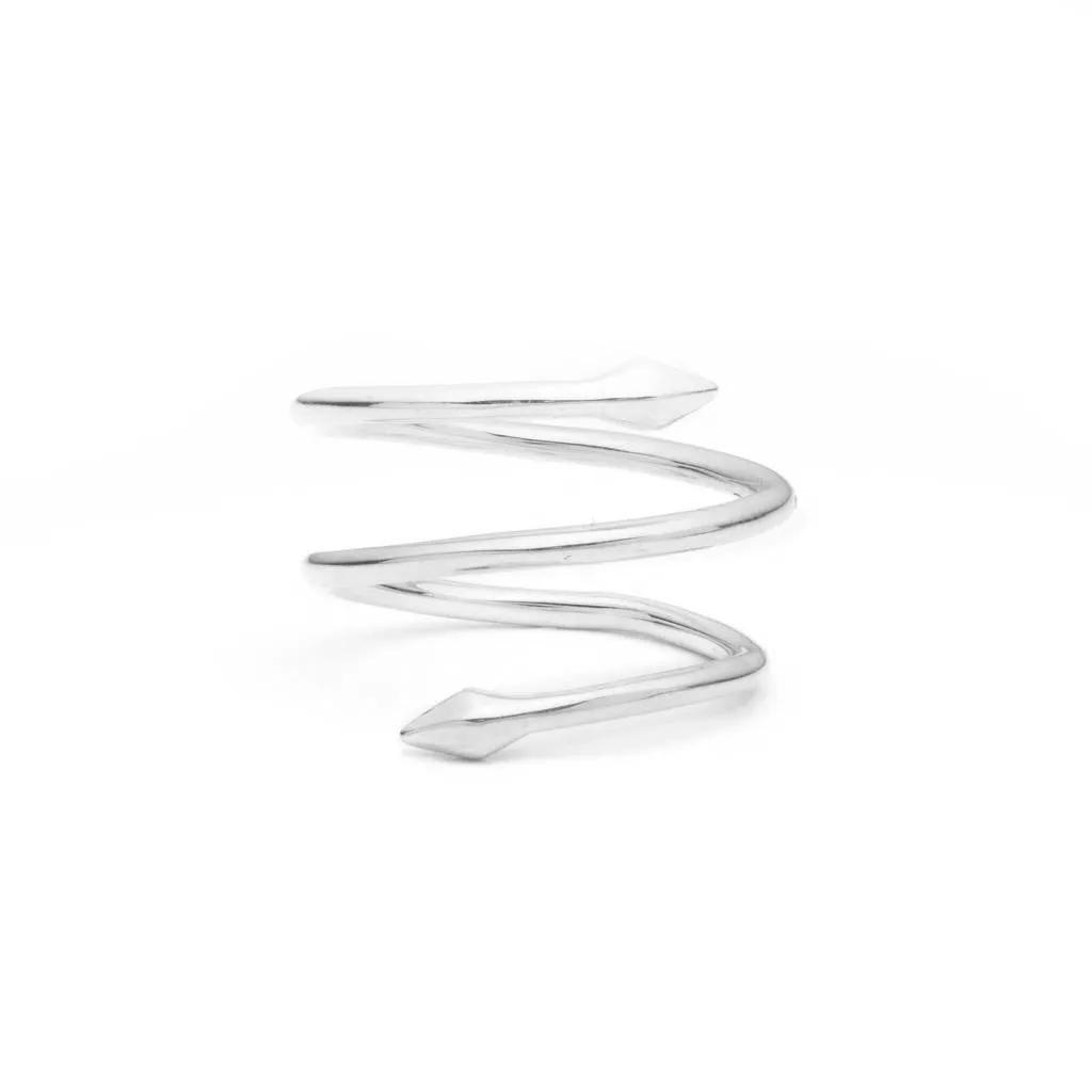 Bulawayo Sterling Silver Double Tip Spiral Spear Ring