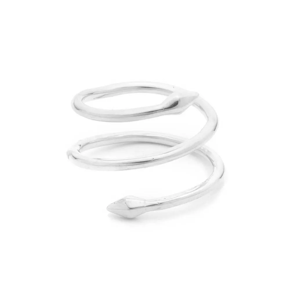 Bulawayo Sterling Silver Double Tip Spiral Spear Ring