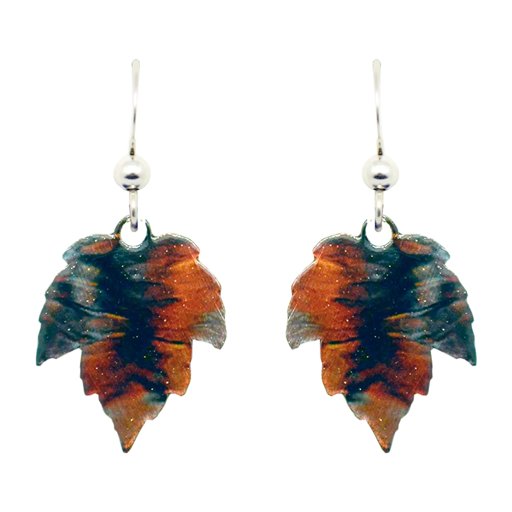 Burnished Maple Earrings, sterling silver french hooks, Item# N5121