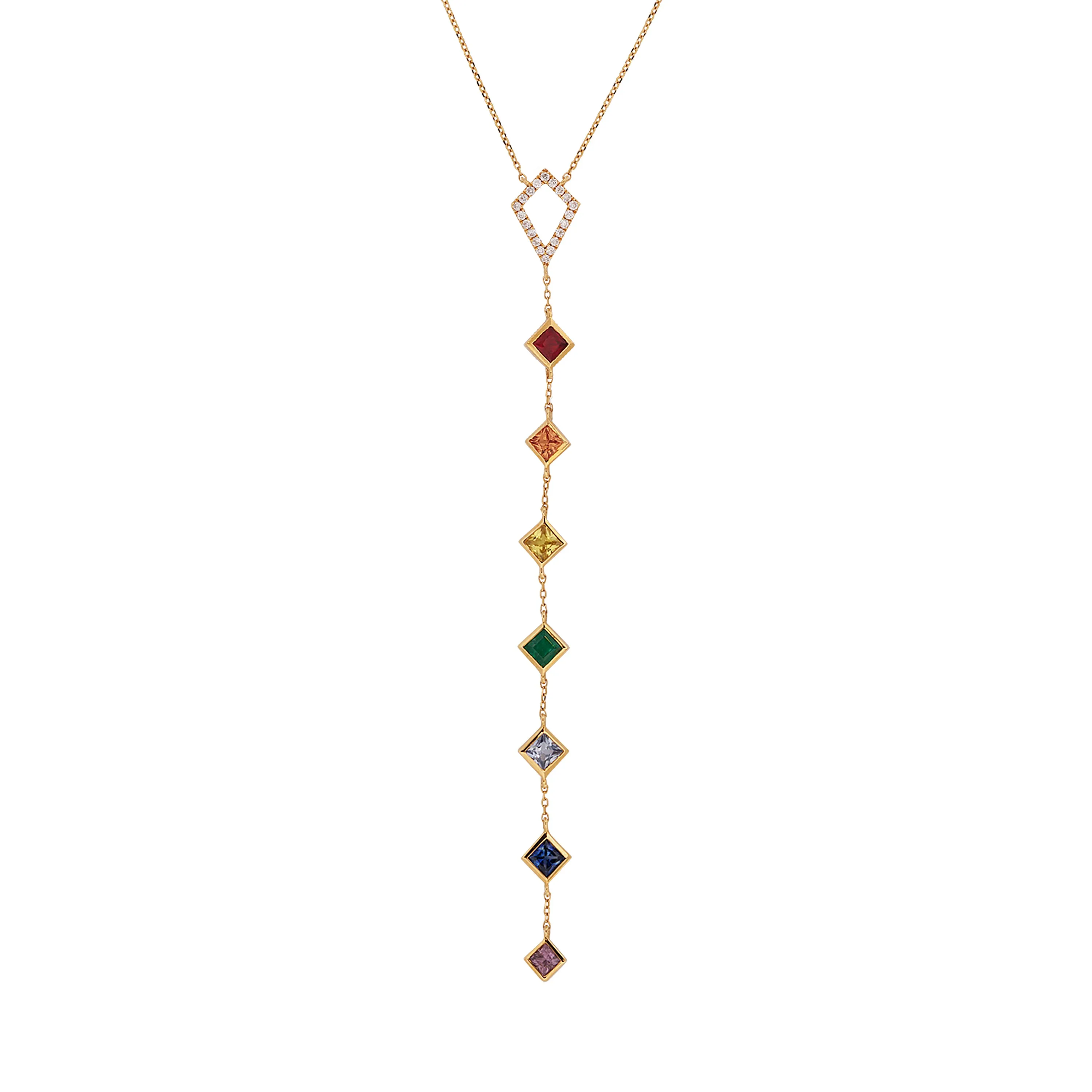 Chakra Princess Rainbow Sapphire Lariat Necklace