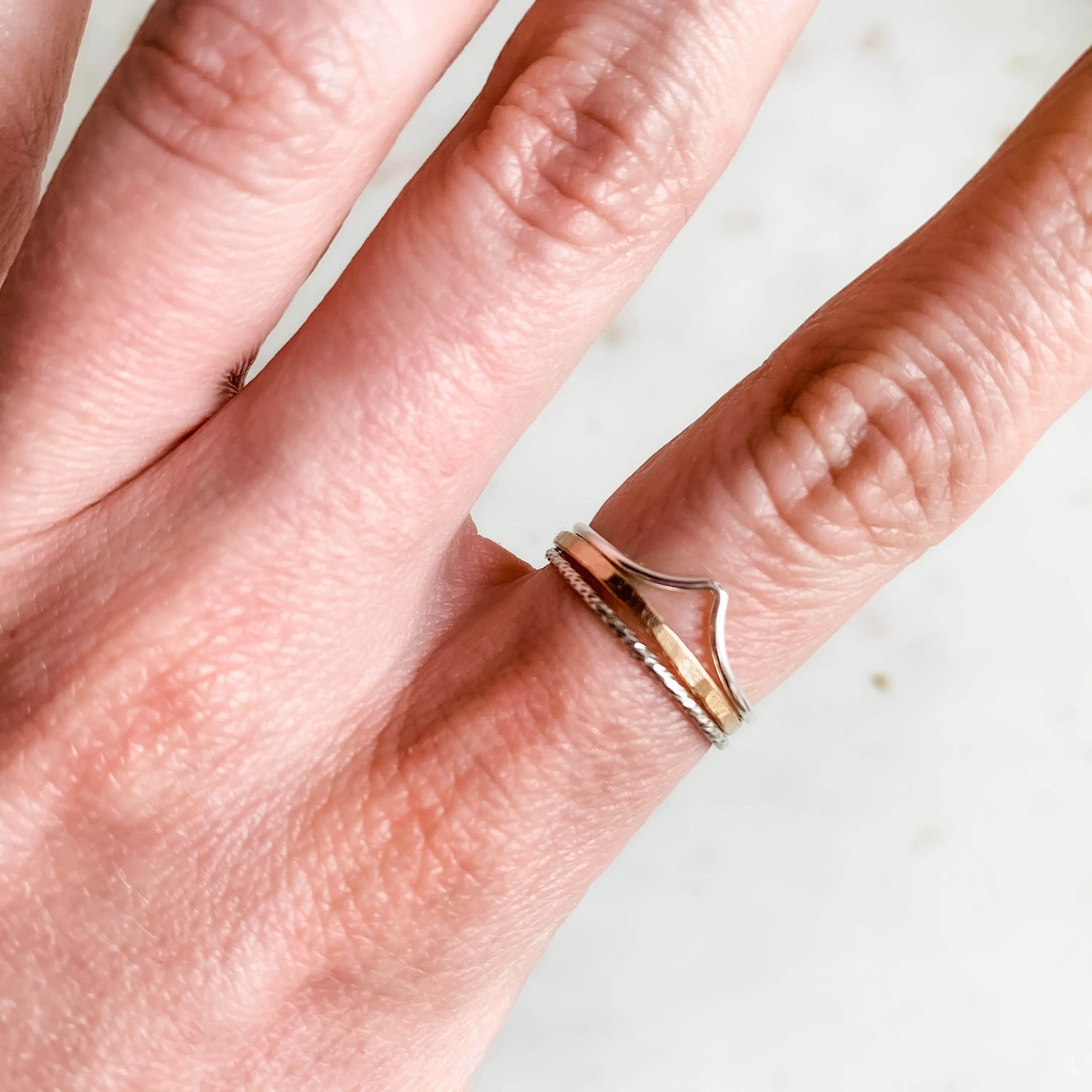 Chevron Dainty Stacker Ring