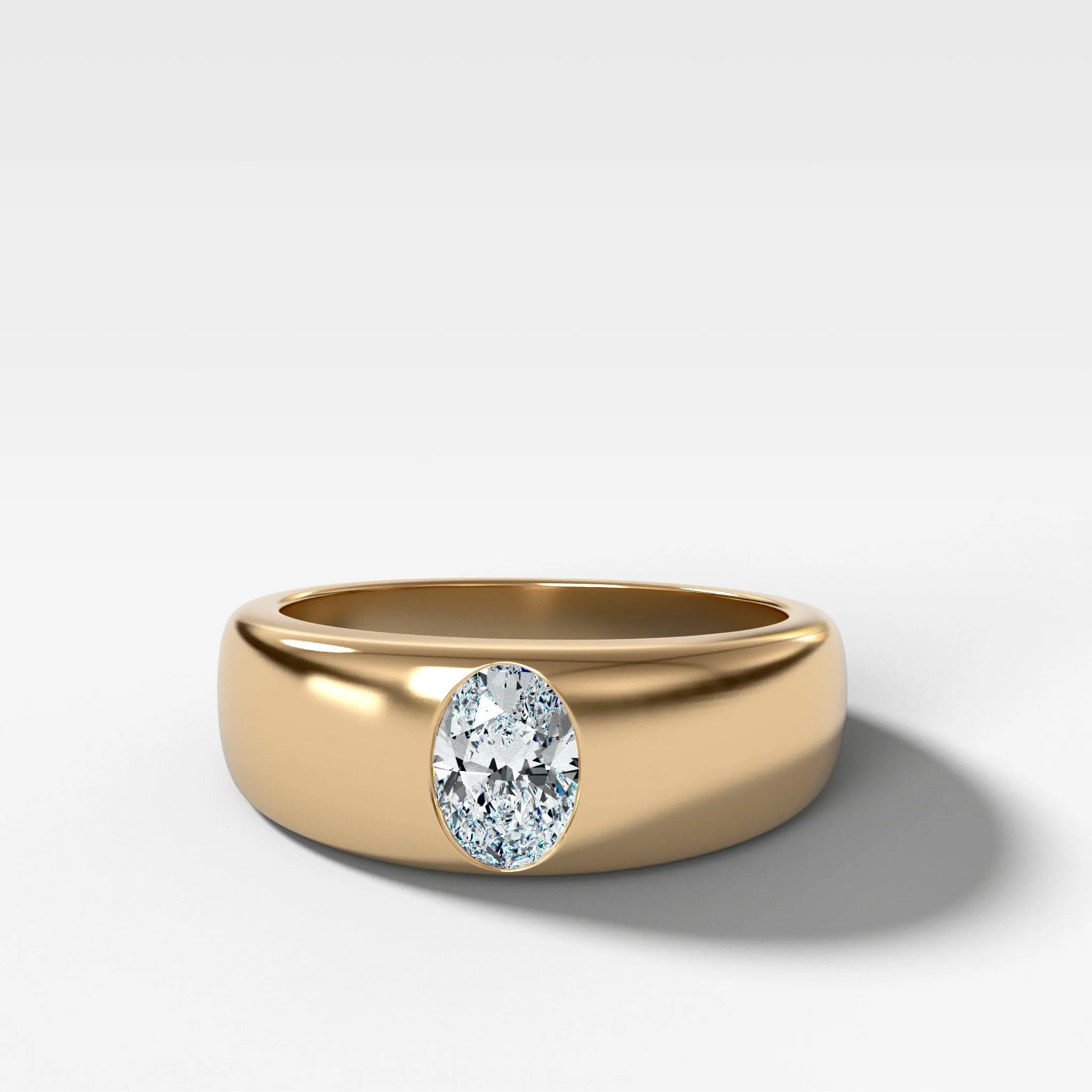Chunky Burnished Ring with an Oval Cut