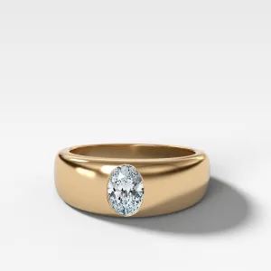 Chunky Burnished Ring with an Oval Cut