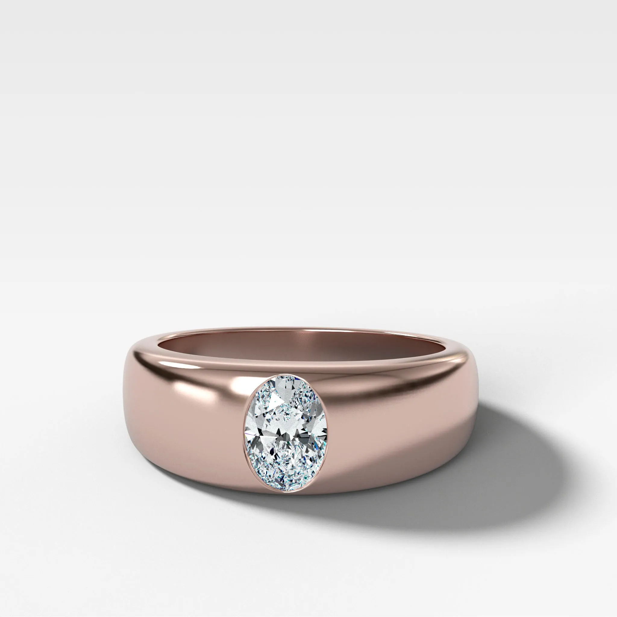 Chunky Burnished Ring with an Oval Cut