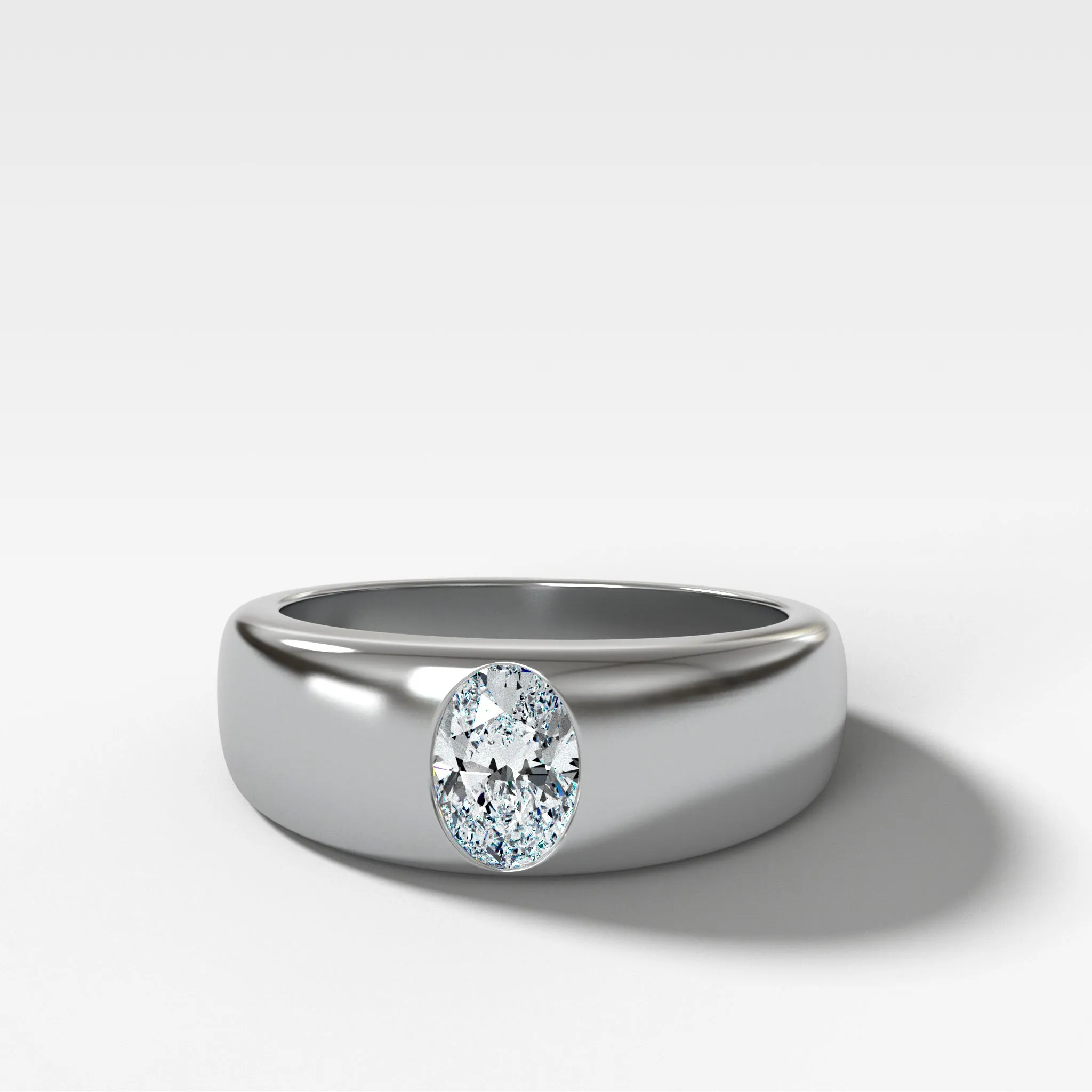 Chunky Burnished Ring with an Oval Cut