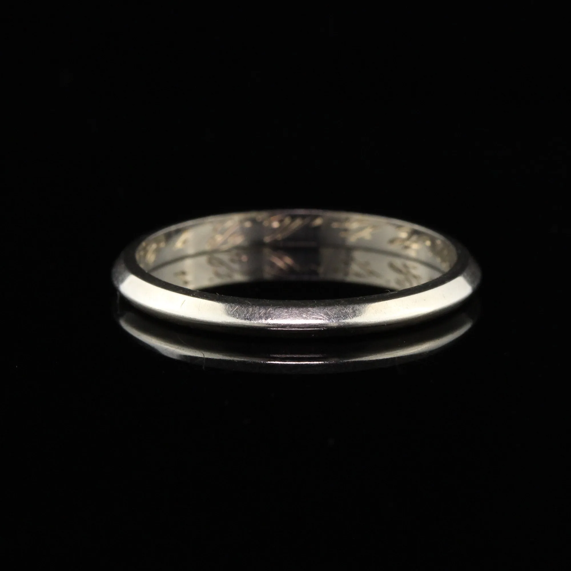 Circa 1957 - Vintage Estate 14K White Gold Wedding Band - Size 6.5