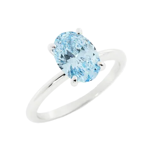 Classic Oval Aquamarine Solitaire Enagement Ring