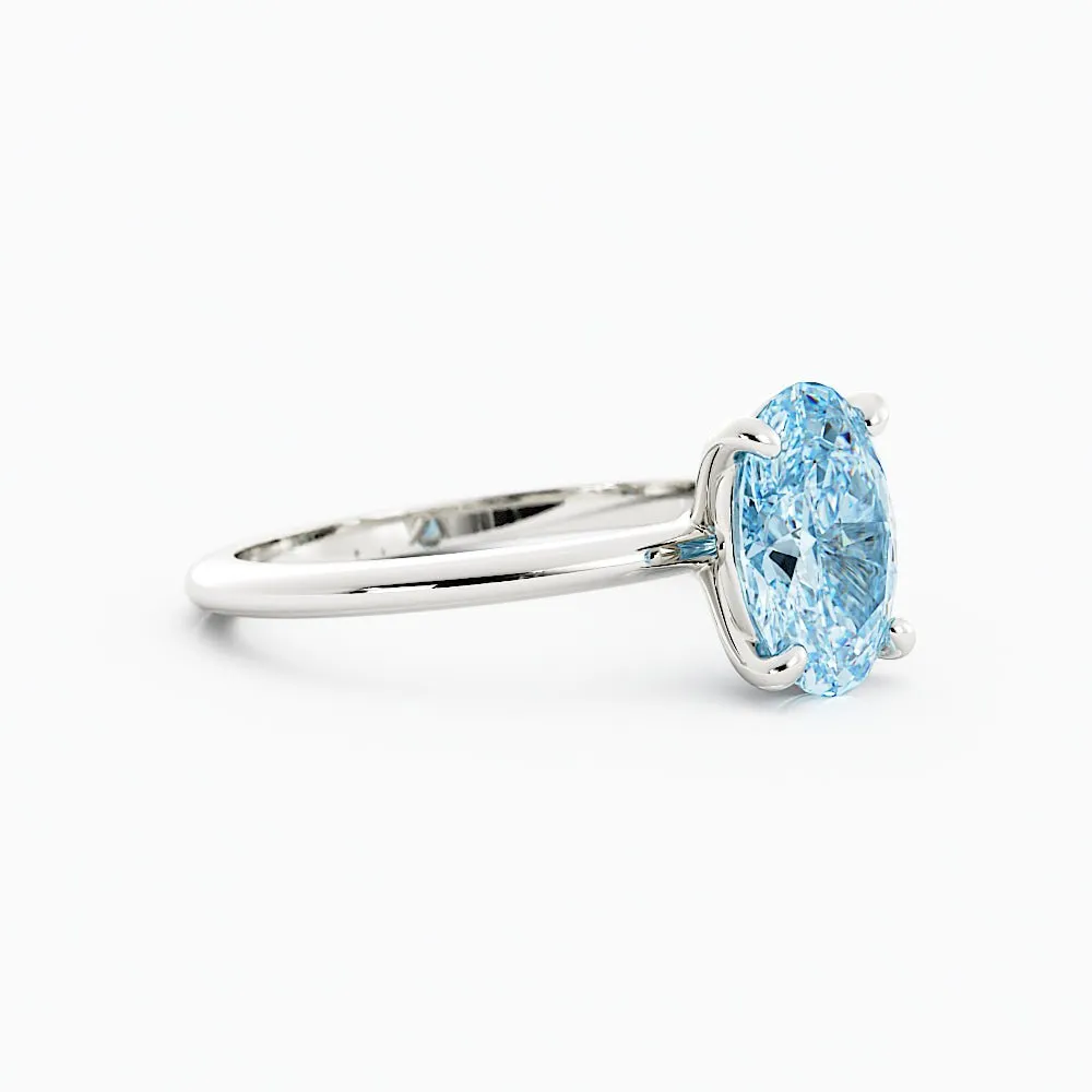 Classic Oval Aquamarine Solitaire Enagement Ring
