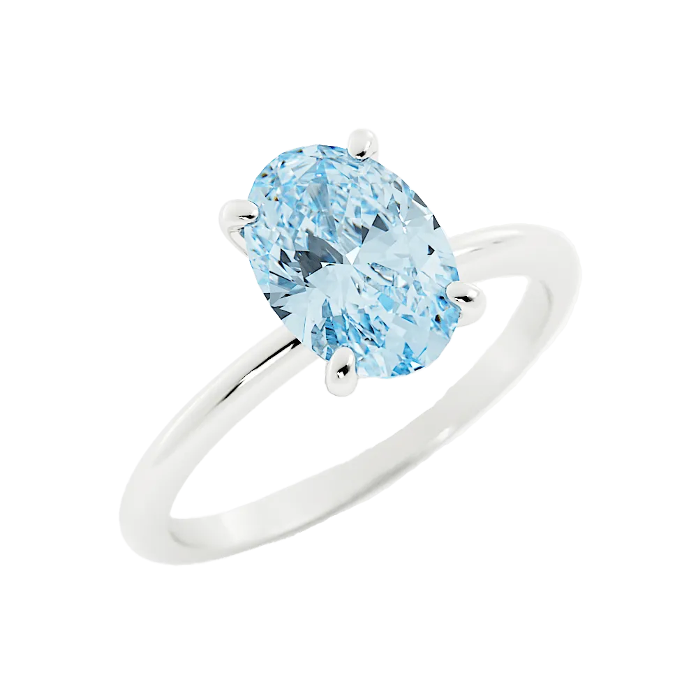Classic Oval Aquamarine Solitaire Enagement Ring
