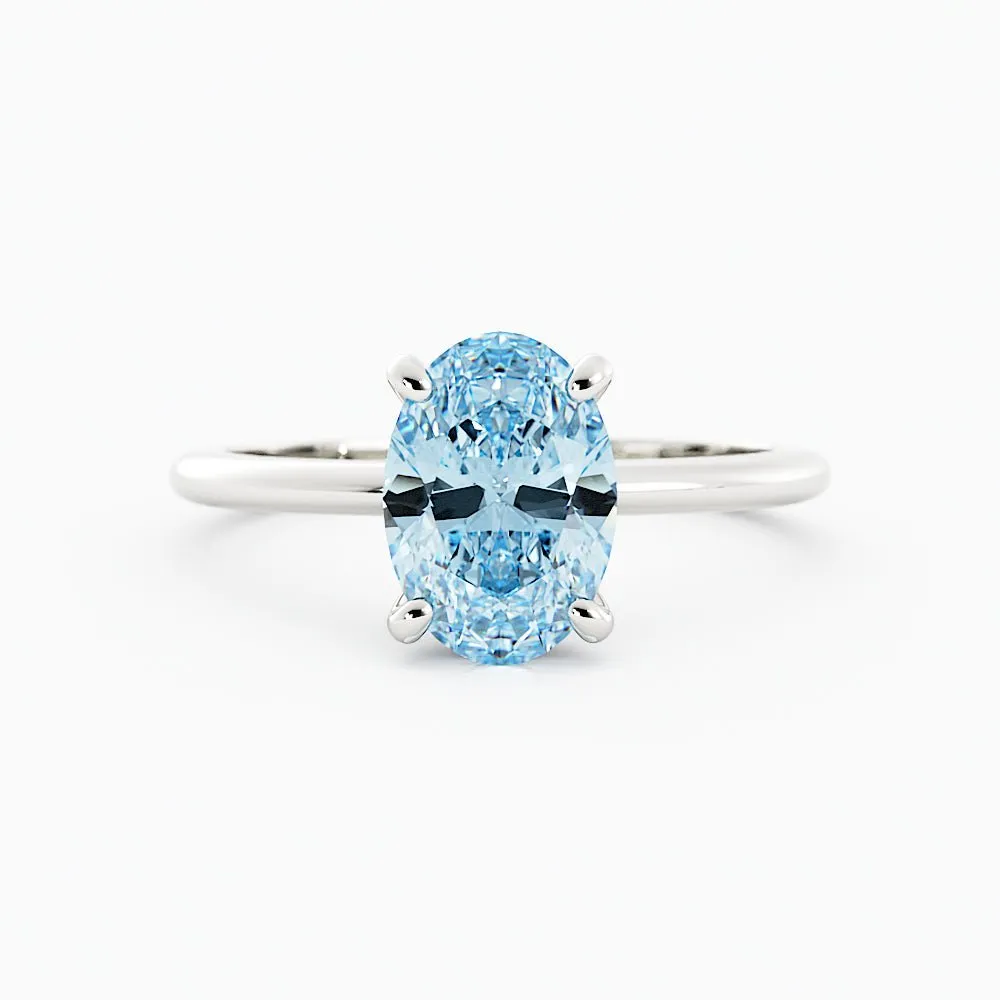 Classic Oval Aquamarine Solitaire Enagement Ring