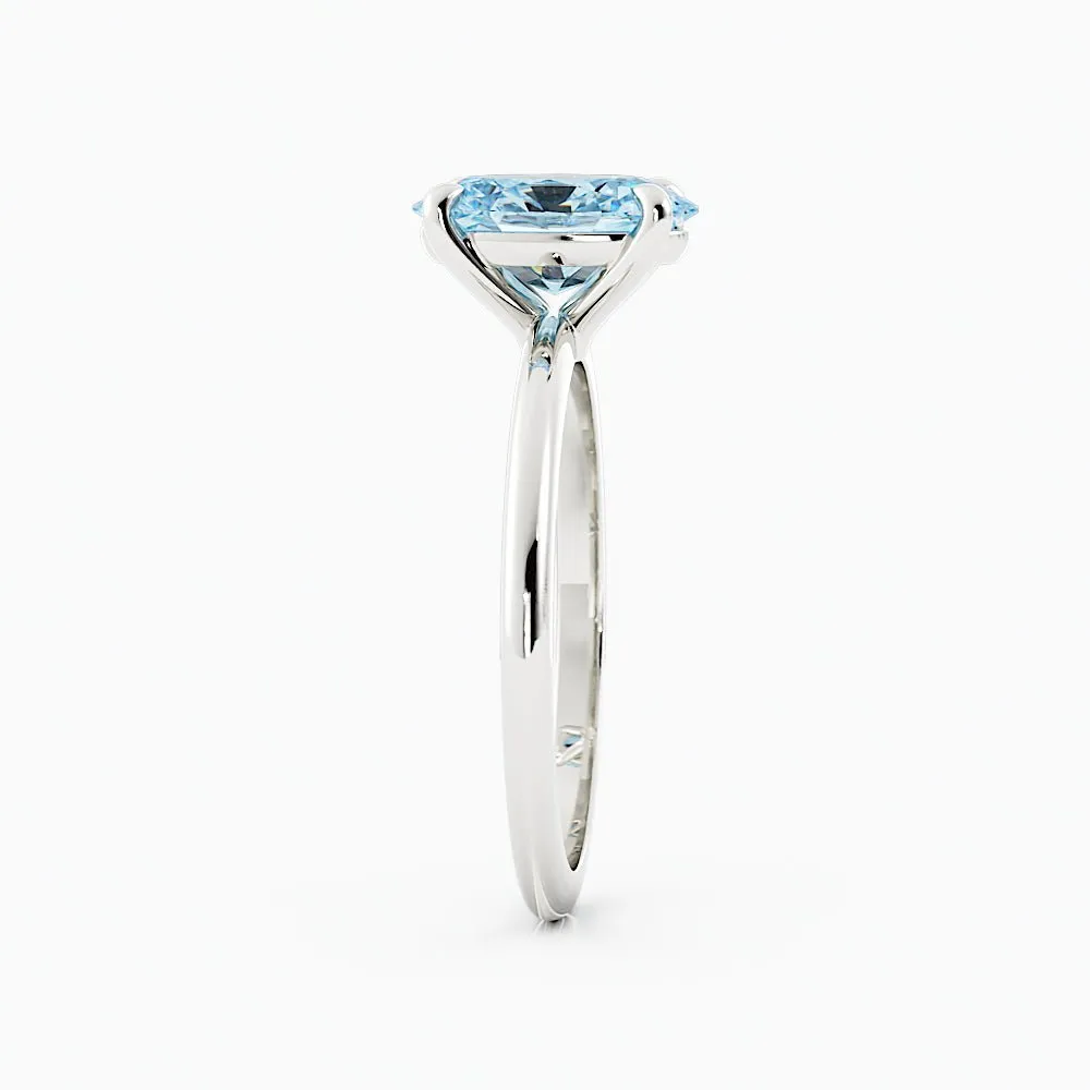 Classic Oval Aquamarine Solitaire Enagement Ring