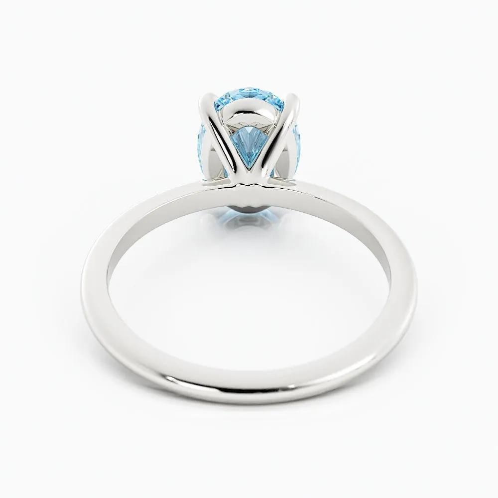 Classic Oval Aquamarine Solitaire Enagement Ring