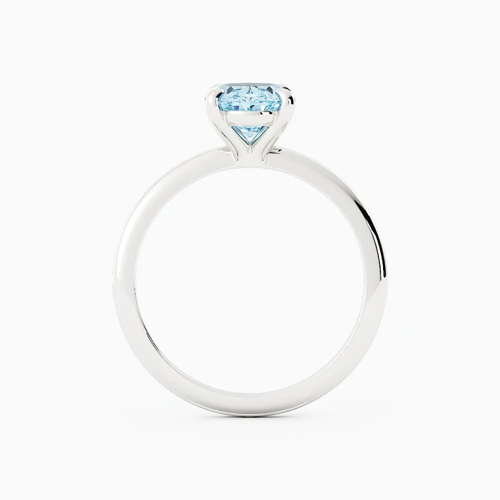 Classic Oval Aquamarine Solitaire Enagement Ring