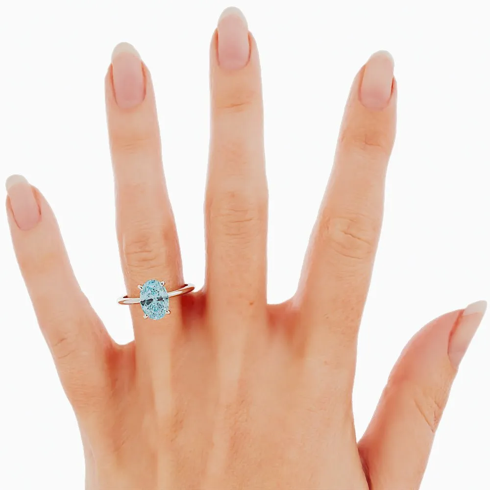 Classic Oval Aquamarine Solitaire Enagement Ring