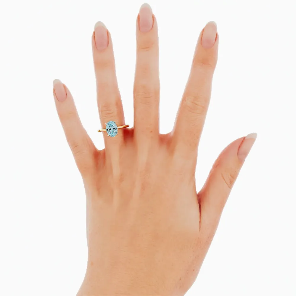 Classic Oval Aquamarine Solitaire Ring
