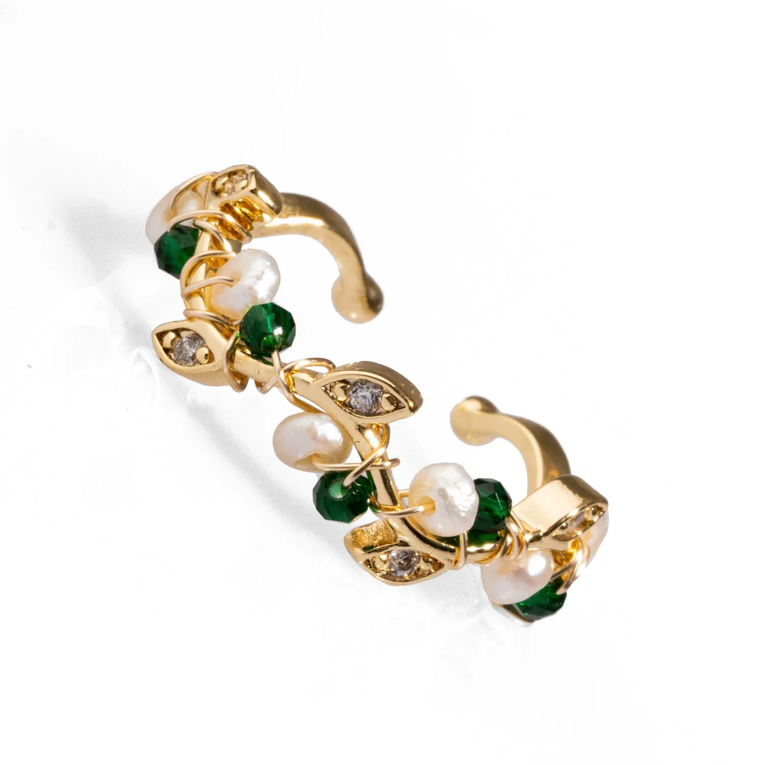 Cleopatra Pearl & Jade Floral Minimalist Dainty Ring
