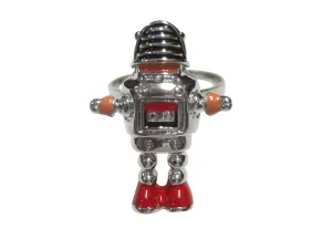 Colorful Retro Robot Adjustable Size Fashion Ring