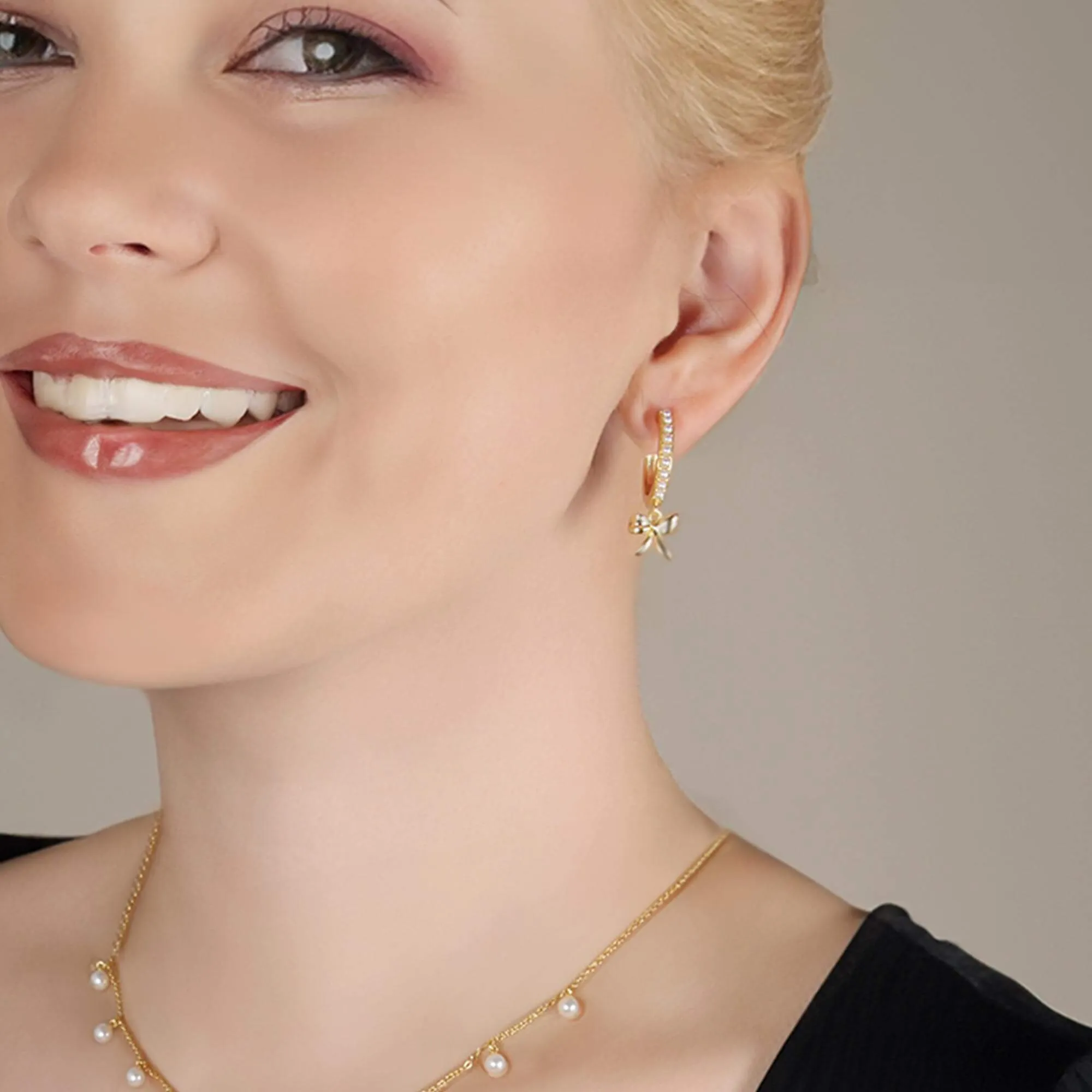 Coquette Charm Dainty Encrusted Ring Bracelet Necklace Chic Hoop Earrings Set by Katie