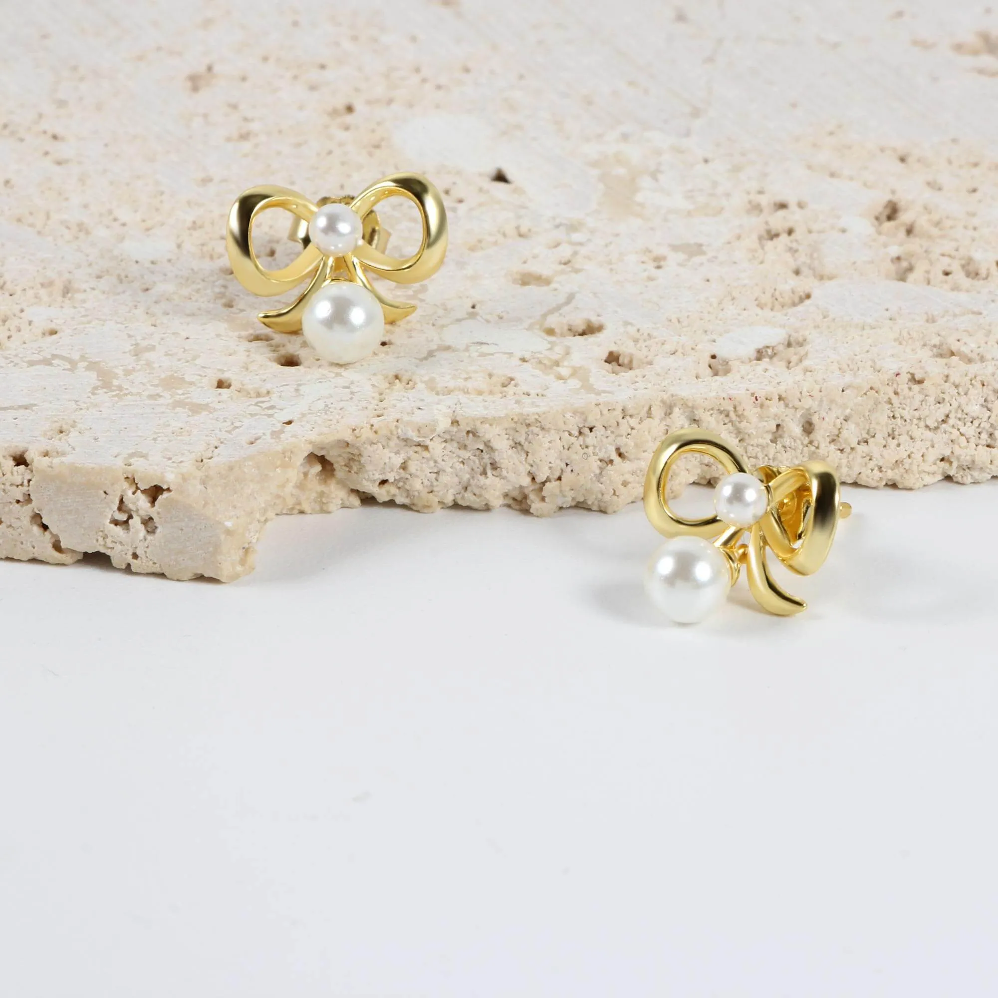 Coquette Charm Dainty Pearl Ring Bracelet Necklace Delicate Stud Earrings Set designed by Katie