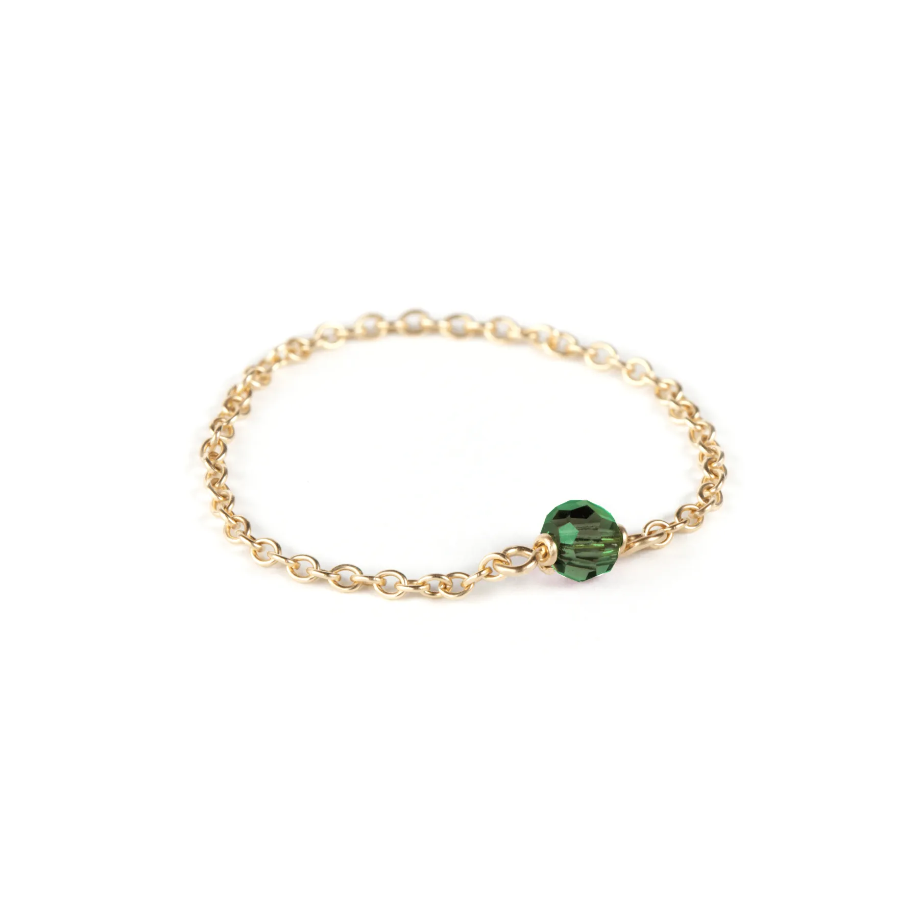Crystal Chain Ring - 14k Gold Filled
