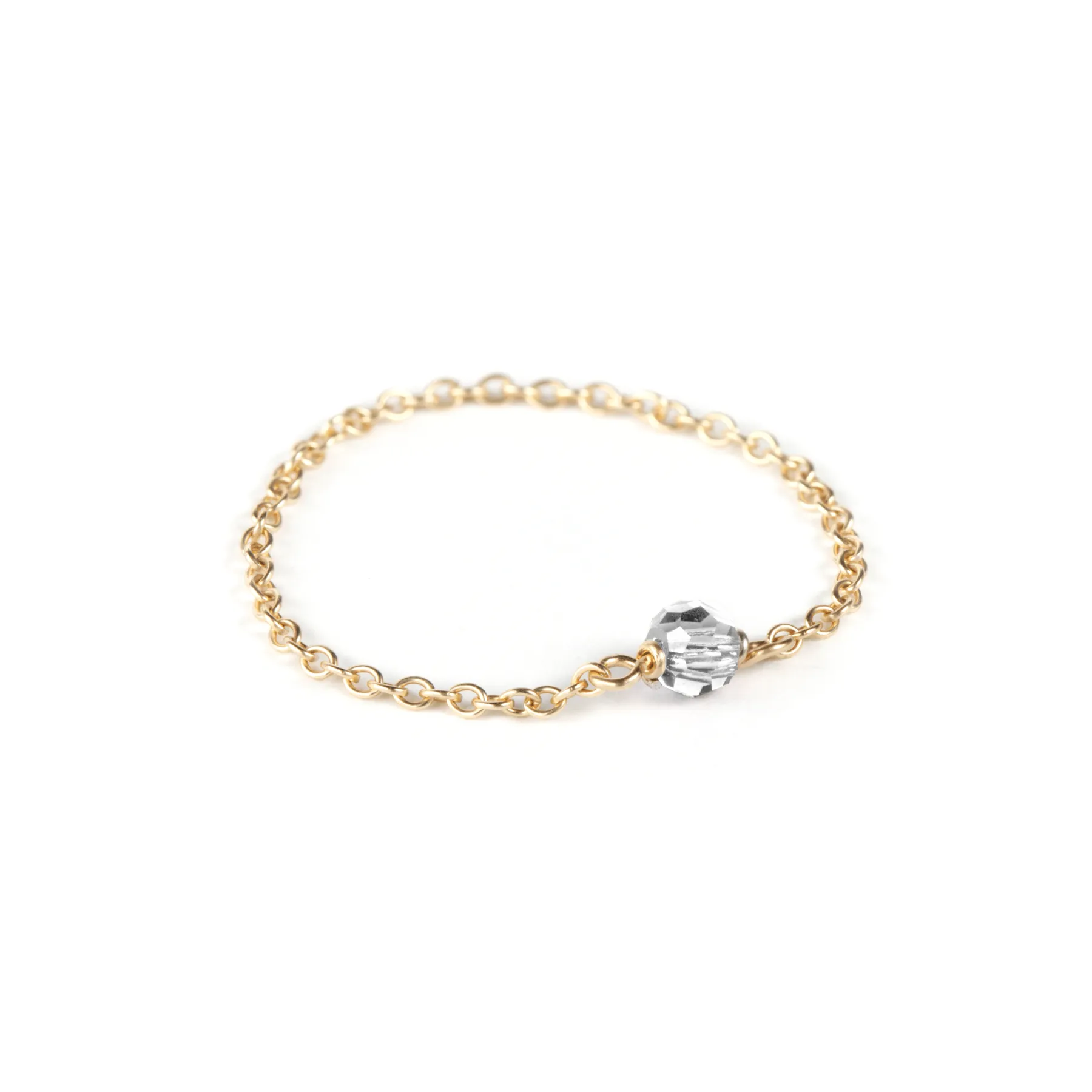 Crystal Chain Ring - 14k Gold Filled