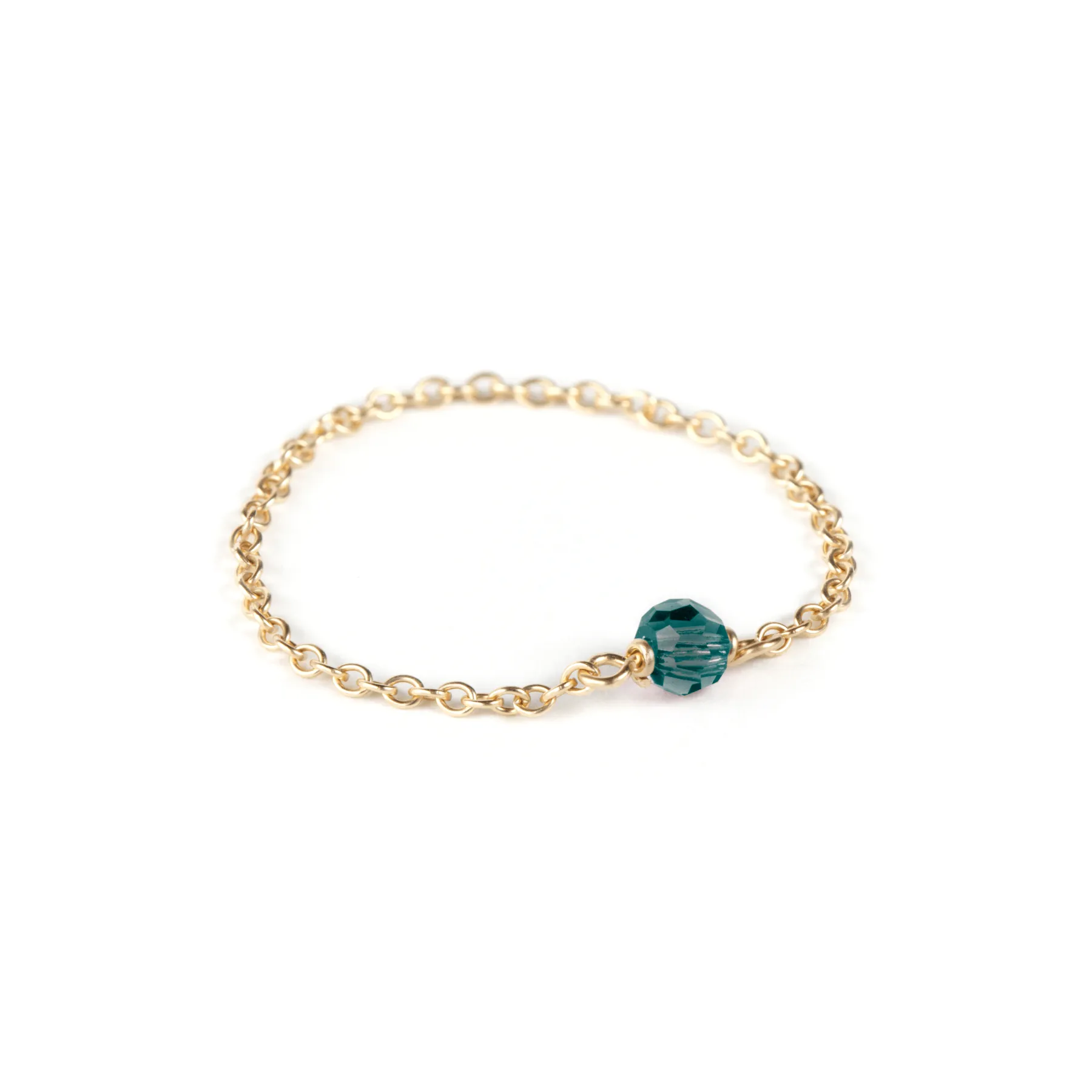 Crystal Chain Ring - 14k Gold Filled