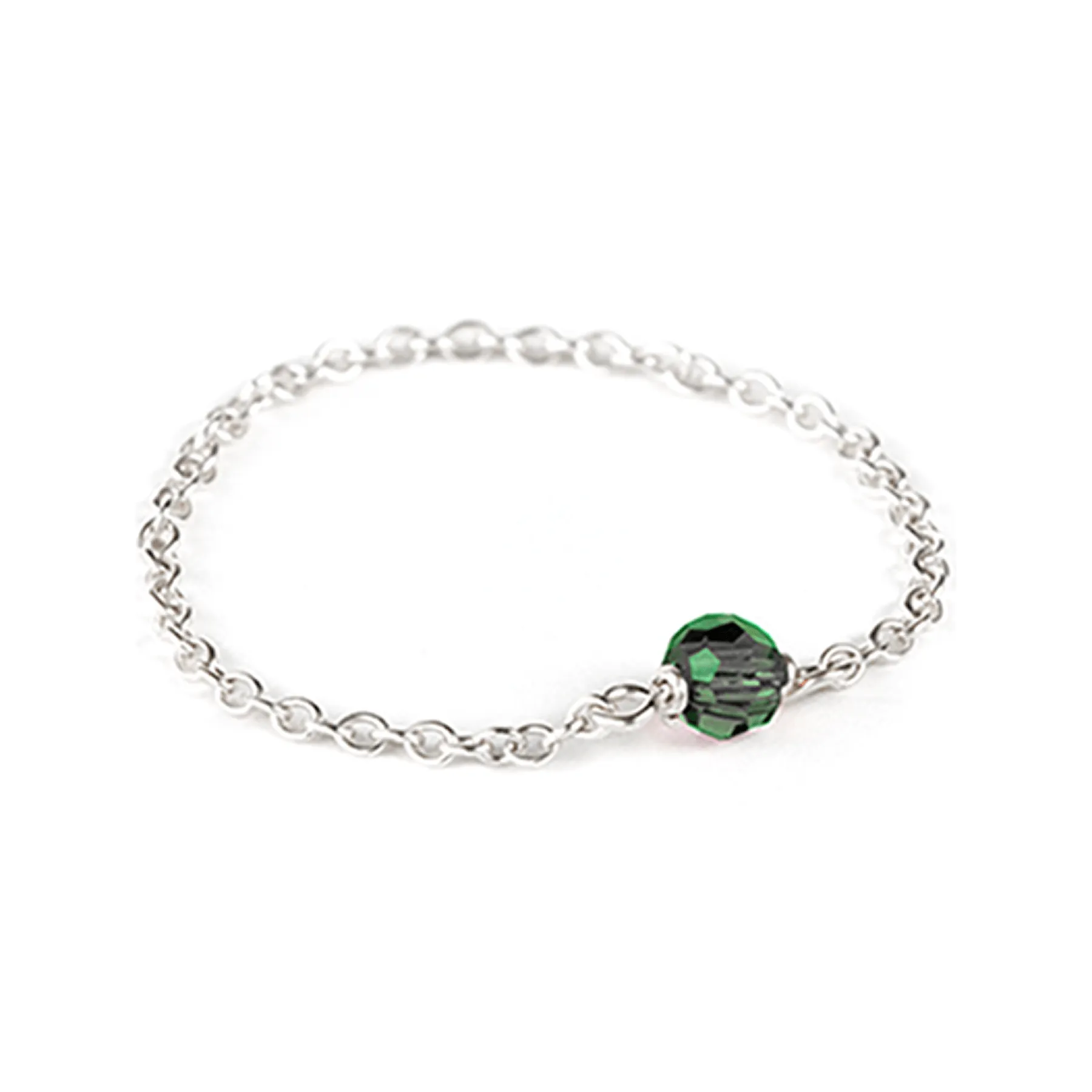 Crystal Chain Ring - Sterling Silver