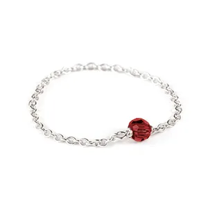 Crystal Chain Ring - Sterling Silver