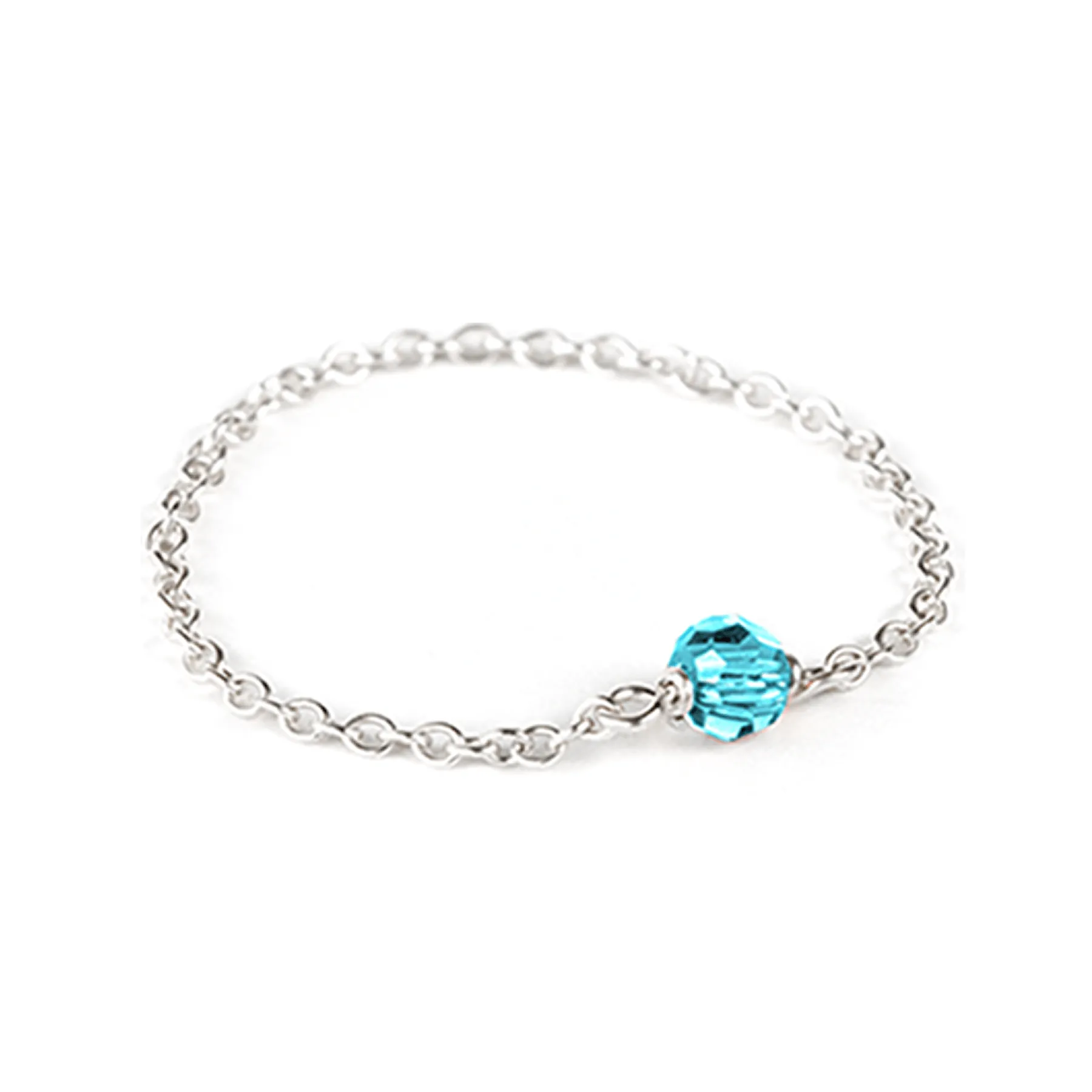 Crystal Chain Ring - Sterling Silver