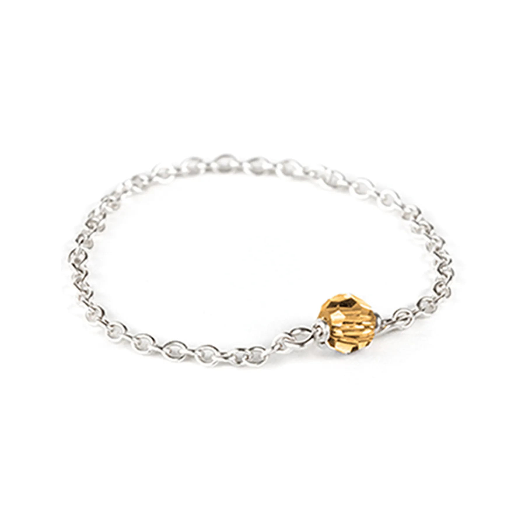 Crystal Chain Ring - Sterling Silver