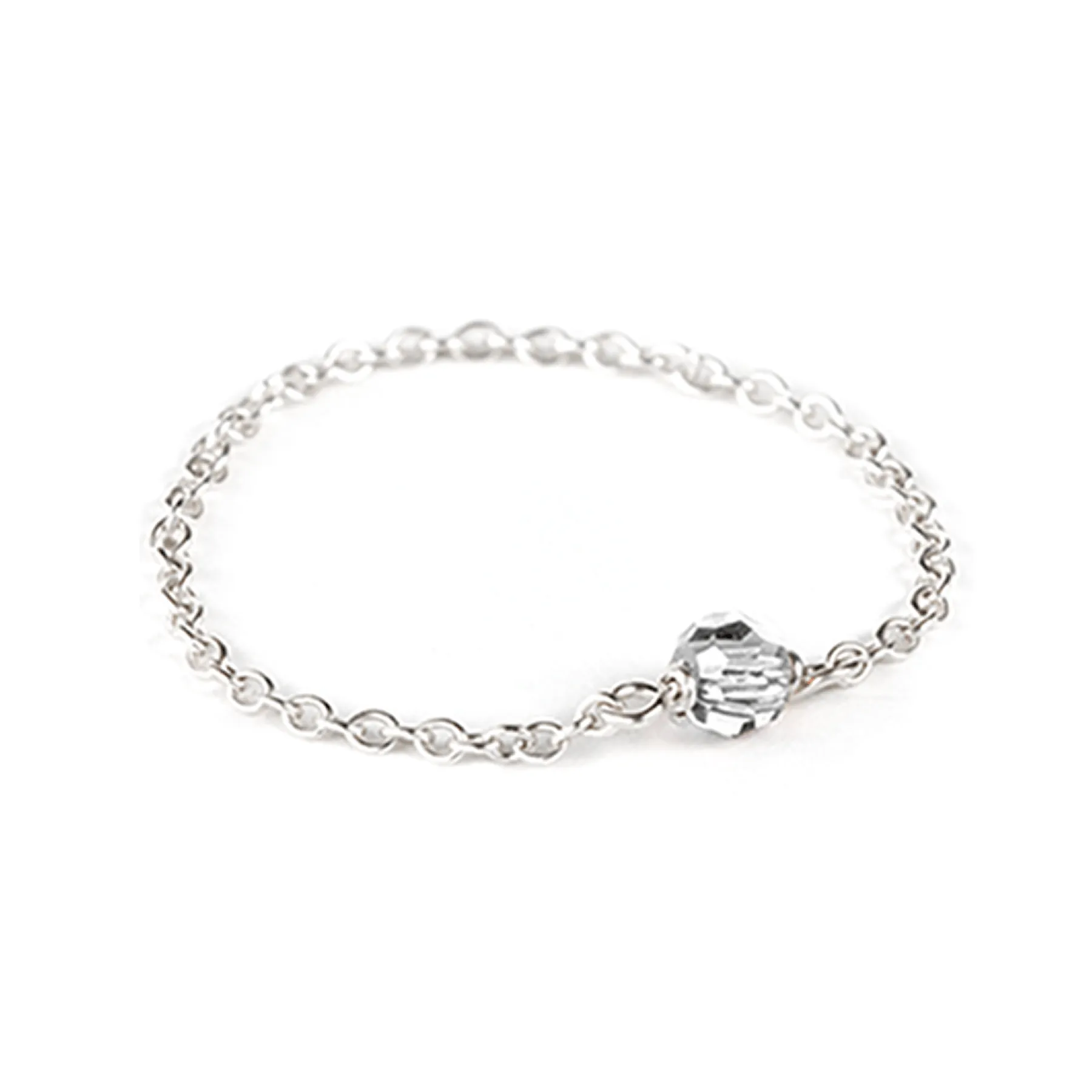 Crystal Chain Ring - Sterling Silver