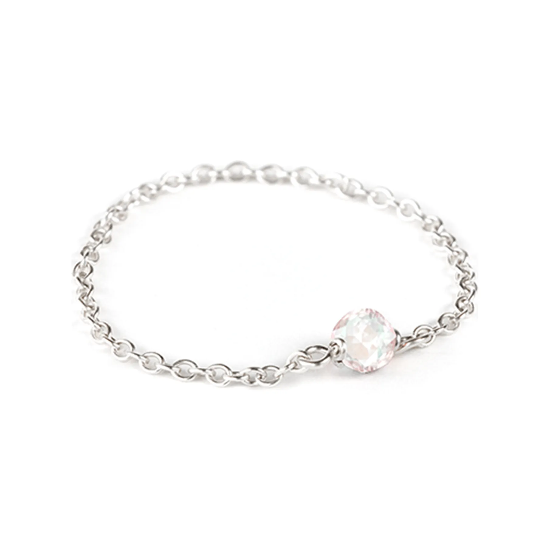 Crystal Chain Ring - Sterling Silver