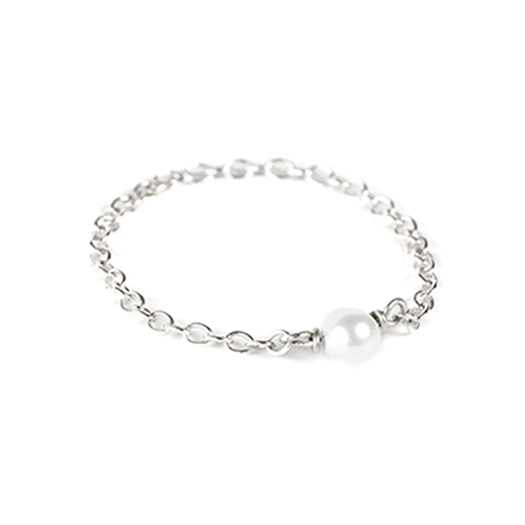 Crystal Chain Ring - Sterling Silver