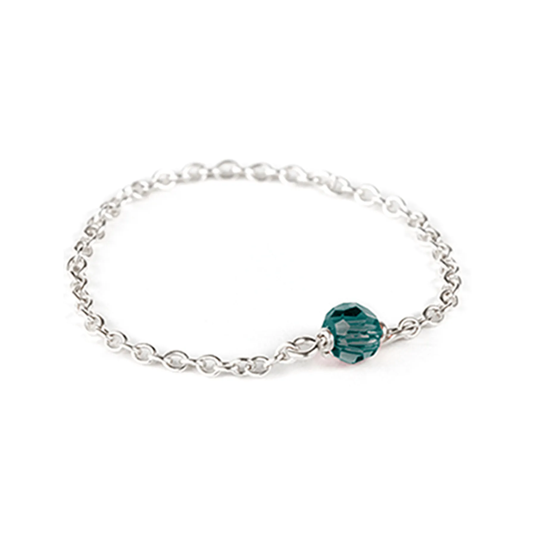 Crystal Chain Ring - Sterling Silver