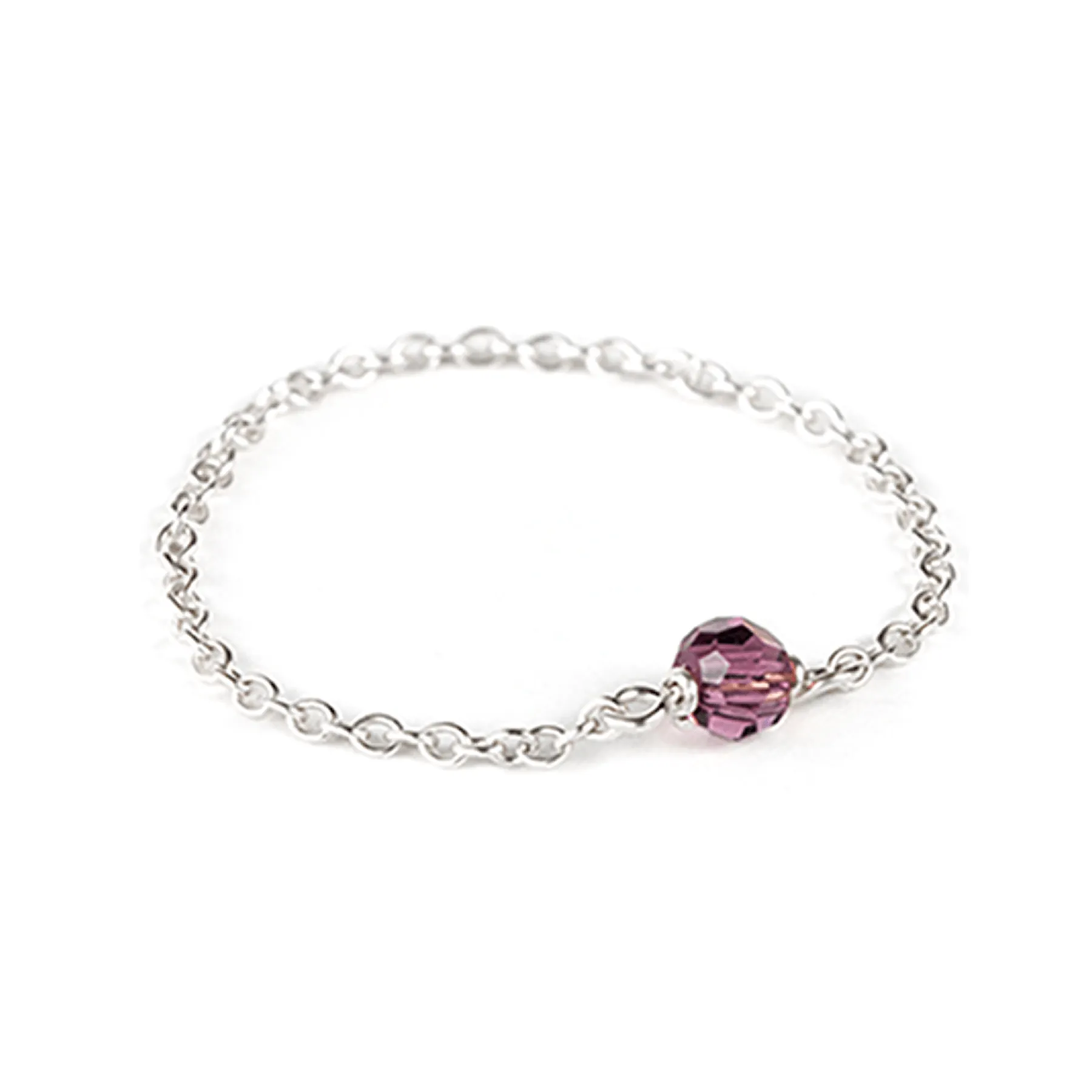 Crystal Chain Ring - Sterling Silver
