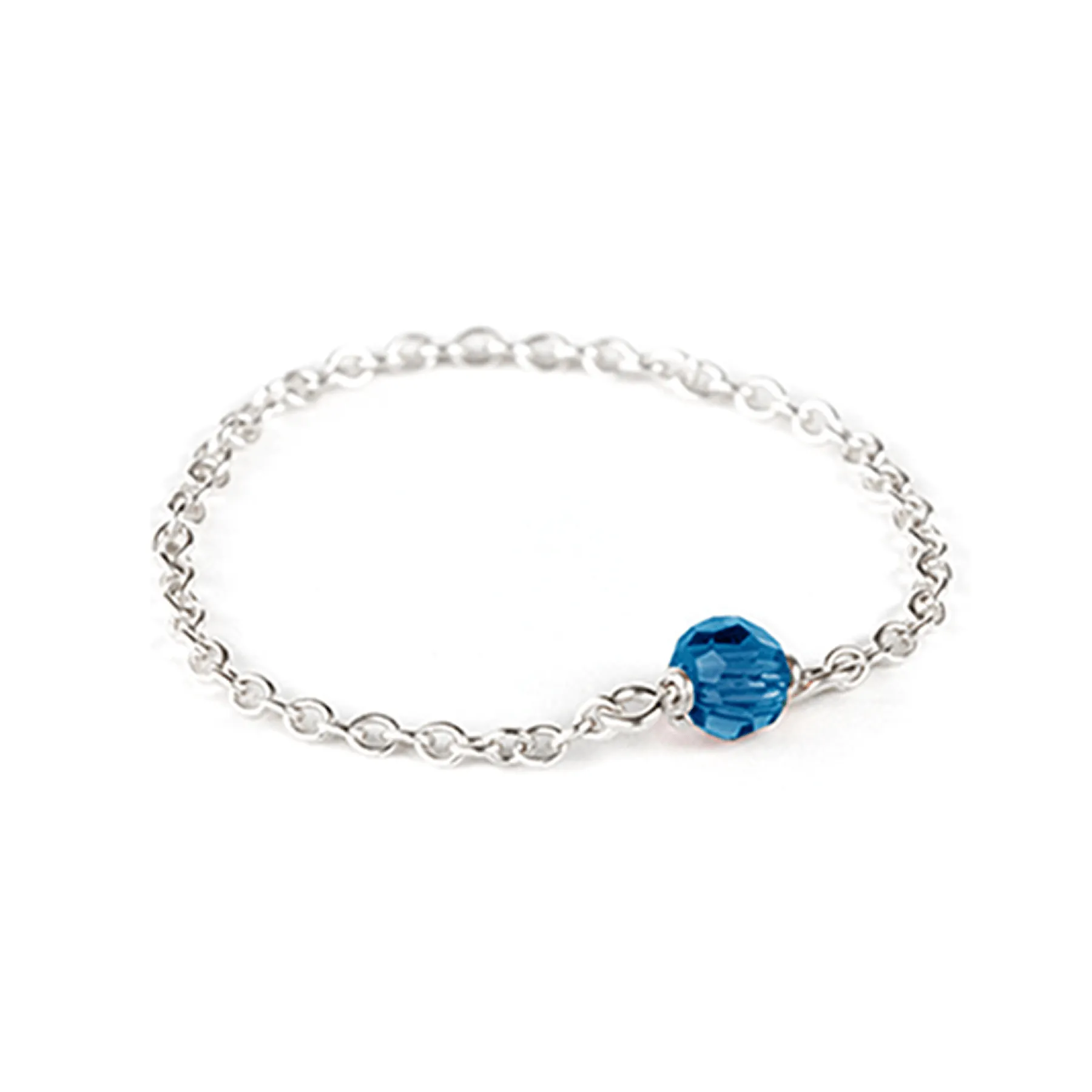 Crystal Chain Ring - Sterling Silver