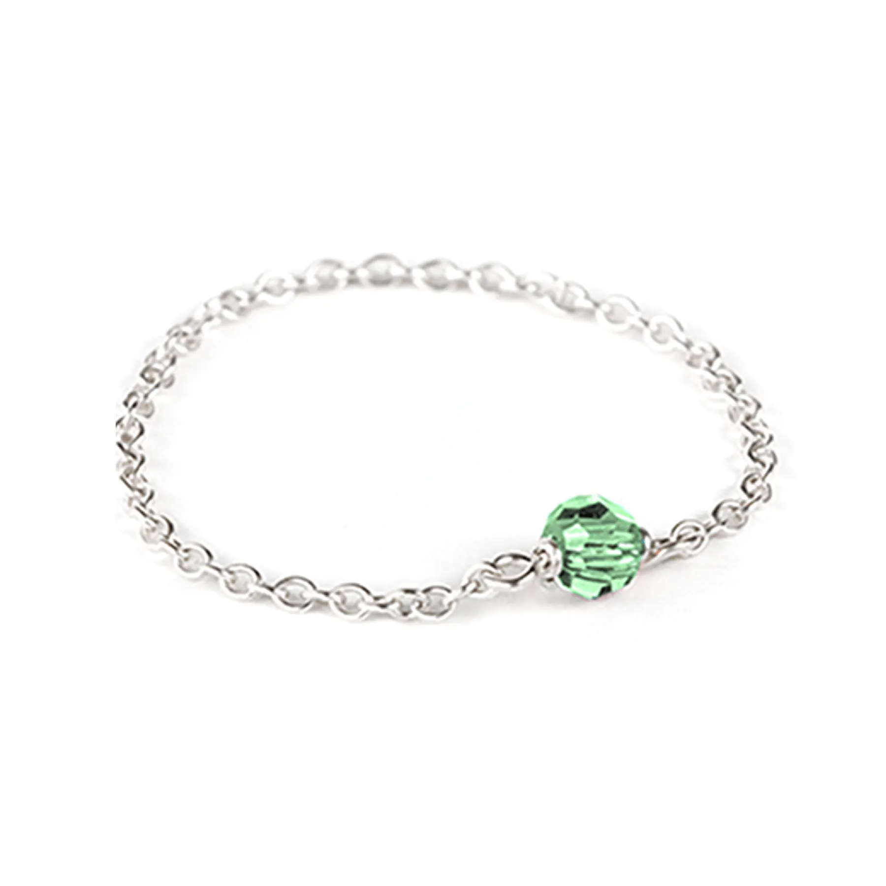 Crystal Chain Ring - Sterling Silver
