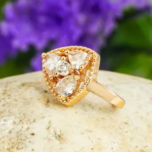 Crystal Studded Triangular Gold Nose Pin