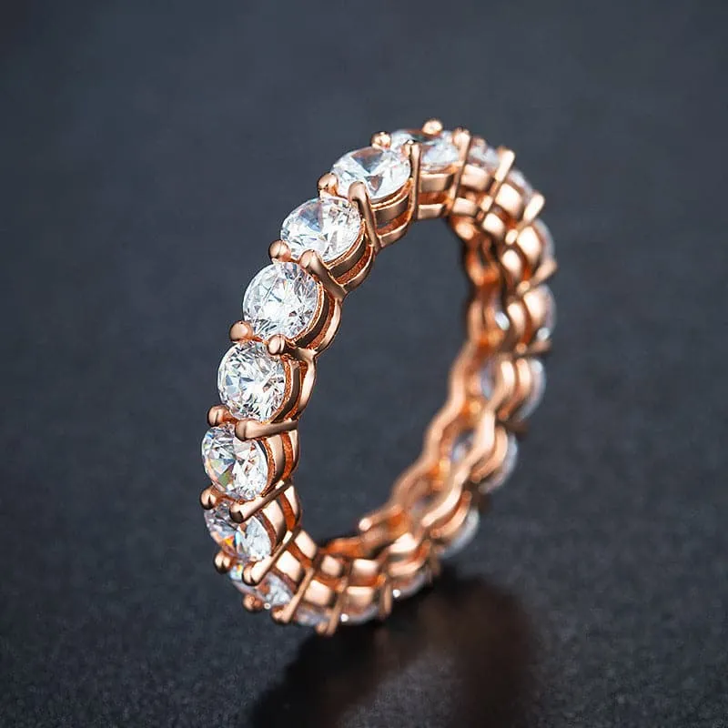 Cubic Zirconia & 18K Rose Gold-Plated Pavé Ring