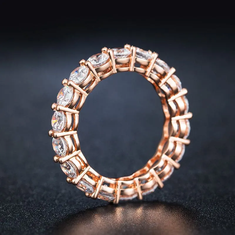 Cubic Zirconia & 18K Rose Gold-Plated Pavé Ring