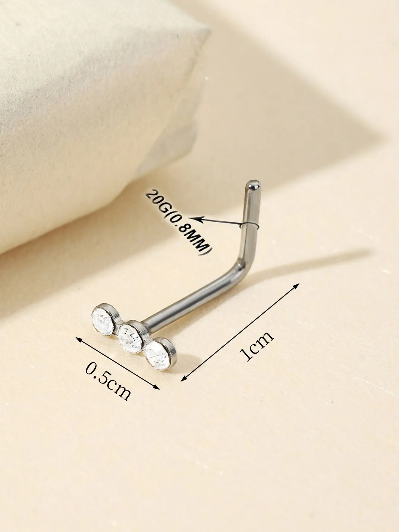 Cubic Zirconia Decor Nose Stud - Silver