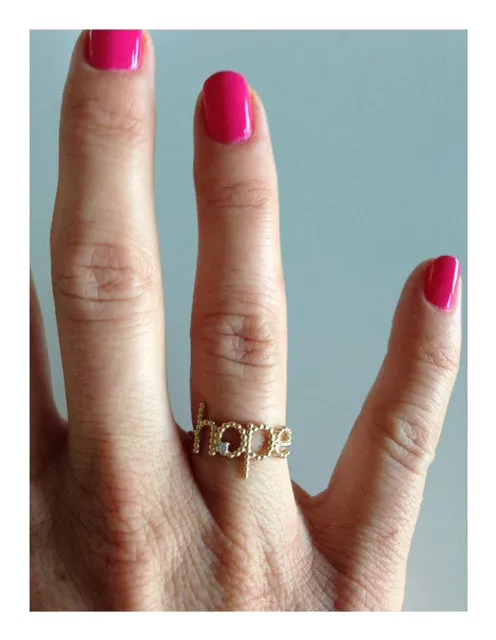 Custom Beaded Name & Diamond Ring