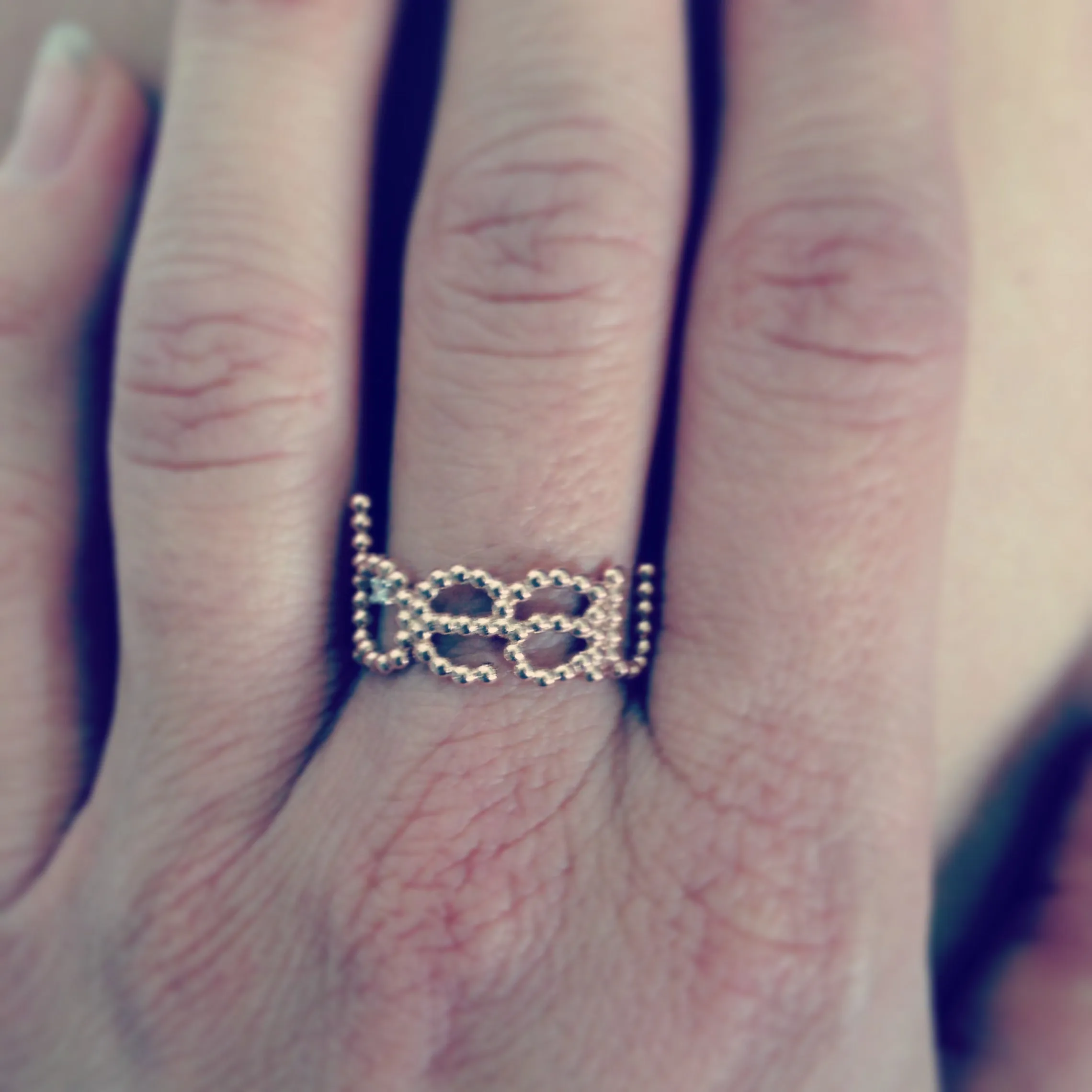 Custom Beaded Name & Diamond Ring