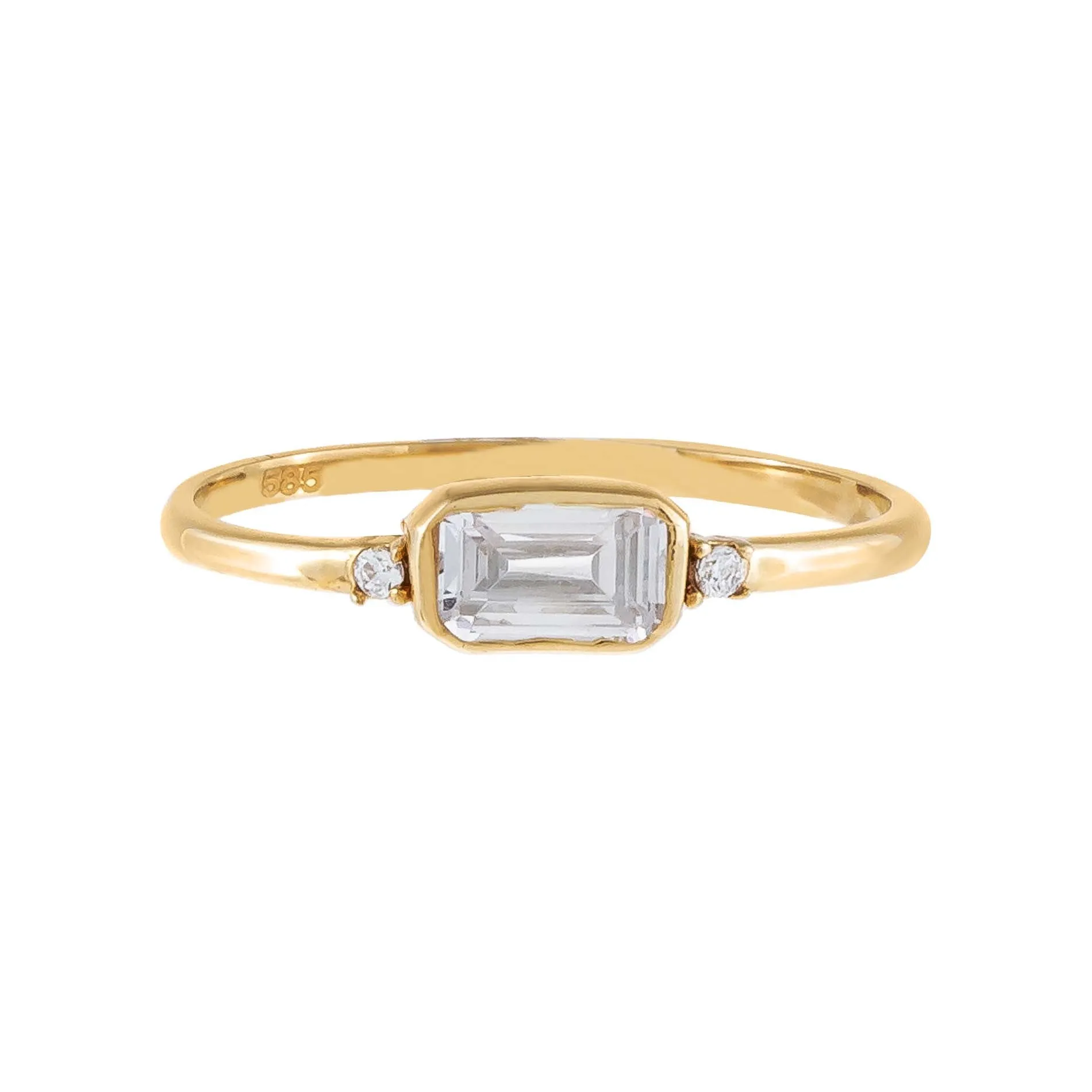 CZ Emerald Dainty Ring 14K