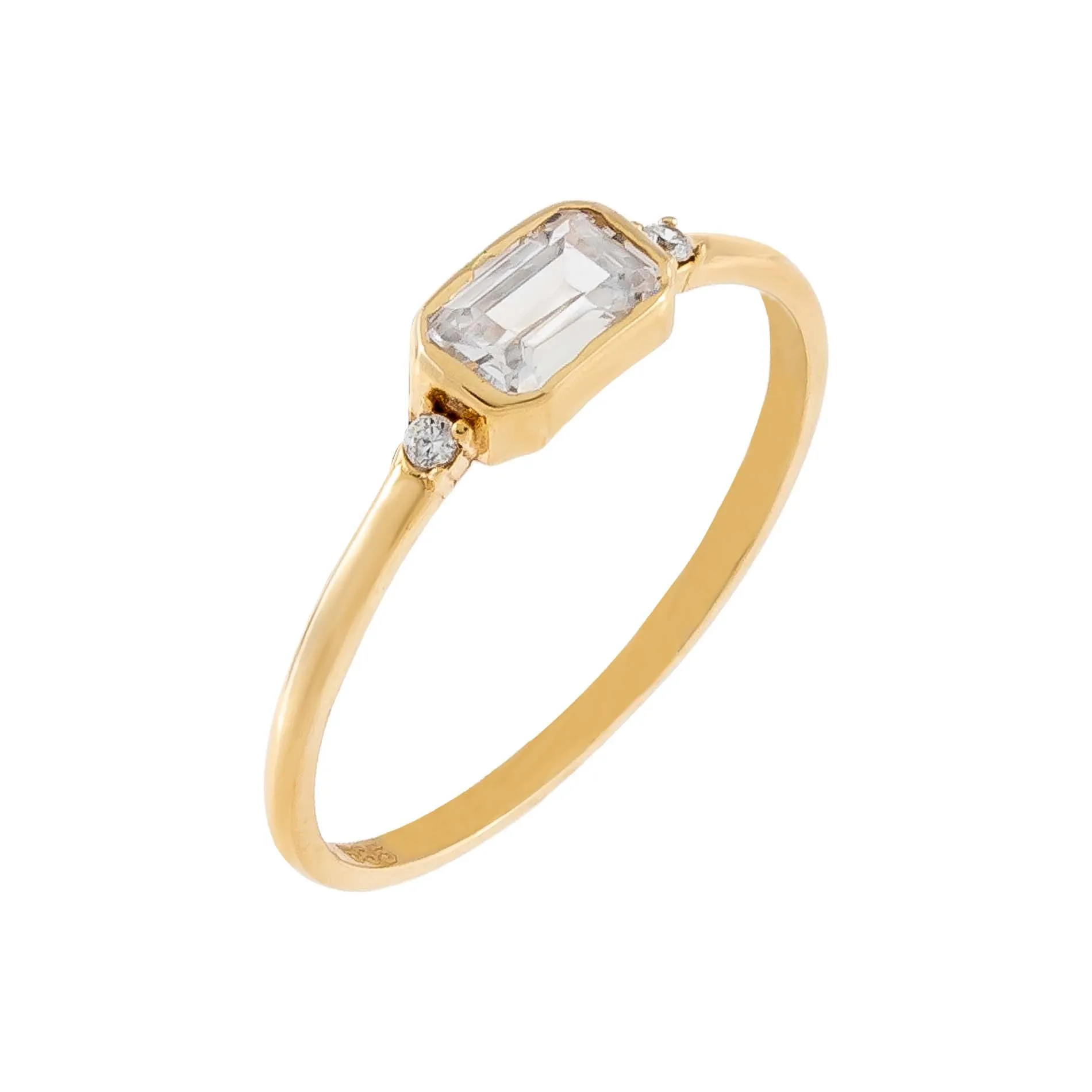 CZ Emerald Dainty Ring 14K