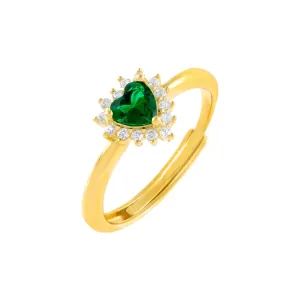 CZ Emerald Green Heart Stone Ring