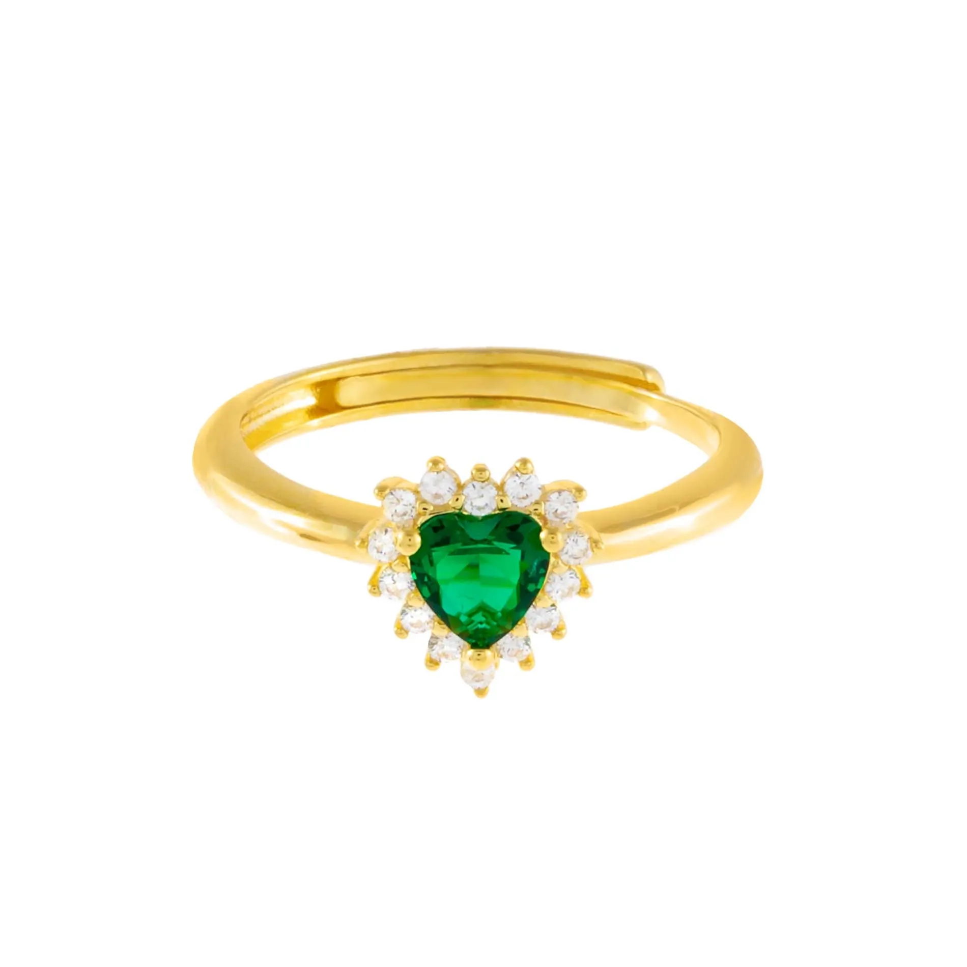 CZ Emerald Green Heart Stone Ring